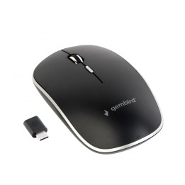 Ratón Gembird Ambidextro RF Wireless+USB Type-C Í“ptico 1600 DPI Negro