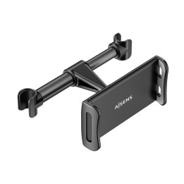 Aisens Soporte para reposacabezas de coche ajustable para smartphone/tablet Negro