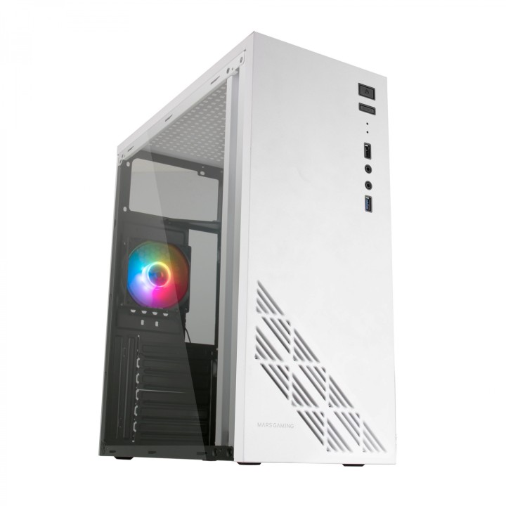 Mars Gaming MC100W Caja torre ATX ventilador 90mm FRGB convect-cool blanco