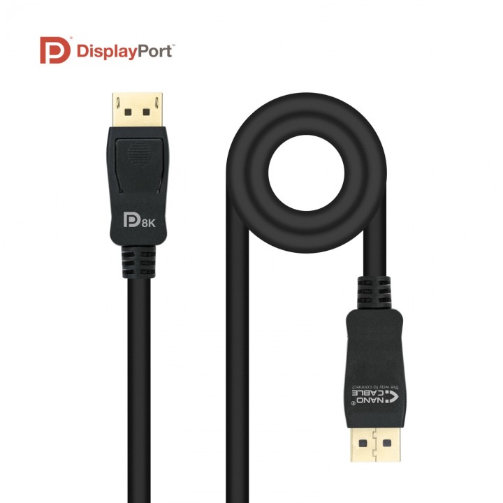 Nanocable Cable DISPLAYPORT 1.4 CERTIFICADO VESA, DP/M â€“ DP/M, Negro, 0.5 m