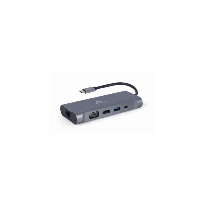 Gembird A-CM-COMBO7-01 hub de interfaz USB 3.2 Gen 1 (3.1 Gen 1) Type-A 625 Mbit/s Gris