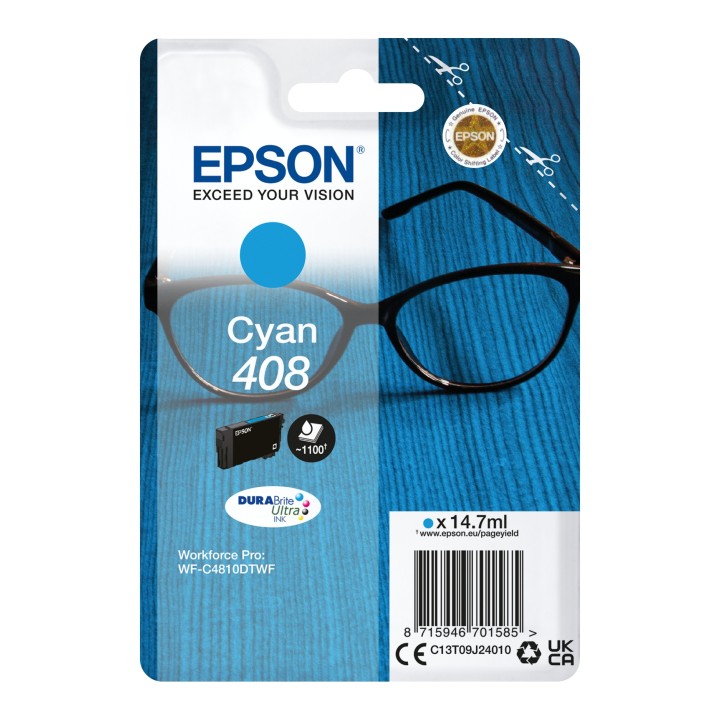 Epson Singlepack Cyan 408 DURABrite Ultra Ink