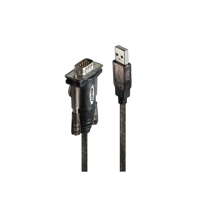 Lindy 42855 cable de serie Gris, Transparente 1,5 m USB tipo A DB-9