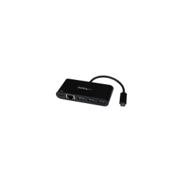 StarTech.com Hub Concentrador USB 3.0 USB-C de 3 Puertos con Ethernet Gigabit y Entrega de Potencia - Ladrón USB C con Puerto