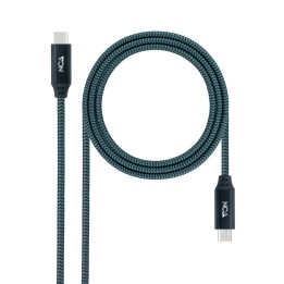 Nanocable Cable USB 3.2 Gen2x2 20Gbps 5A/100W 4K/60Hz USB-C/M-USB-C/M, Gris/Negro, 2 m