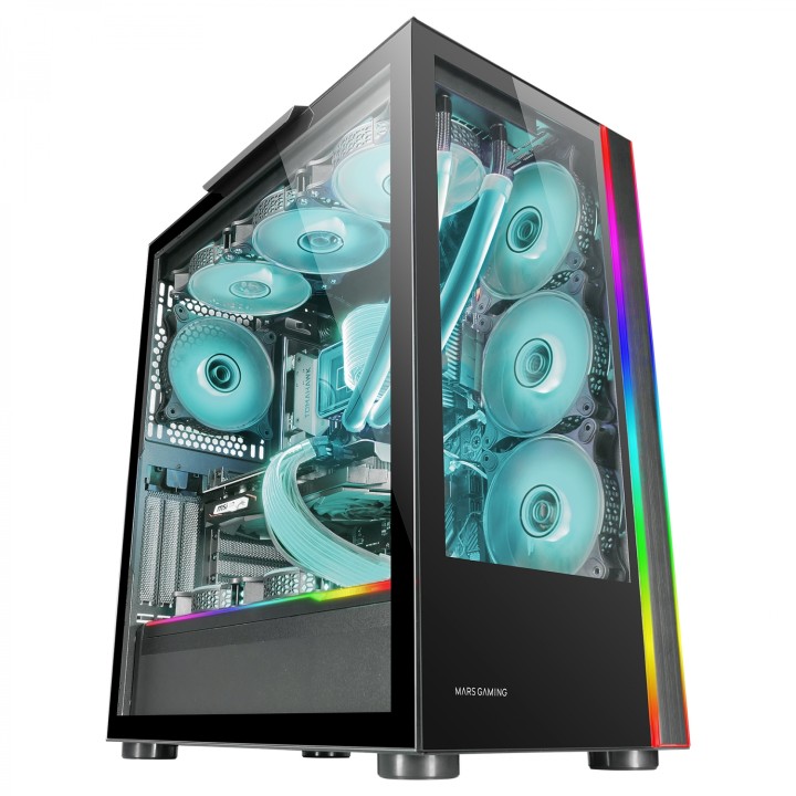 Mars Gaming MC-ULTRA Negro Torre Gaming Custom XXL E-ATX Doble Tira LED ARGB Doble Ventana Cristal Templado Estructura Cámara