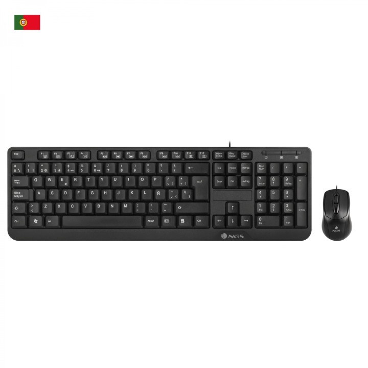 NGS Cocoa Kit, QWERTY, PT teclado Ratón incluido USB Portugués Negro