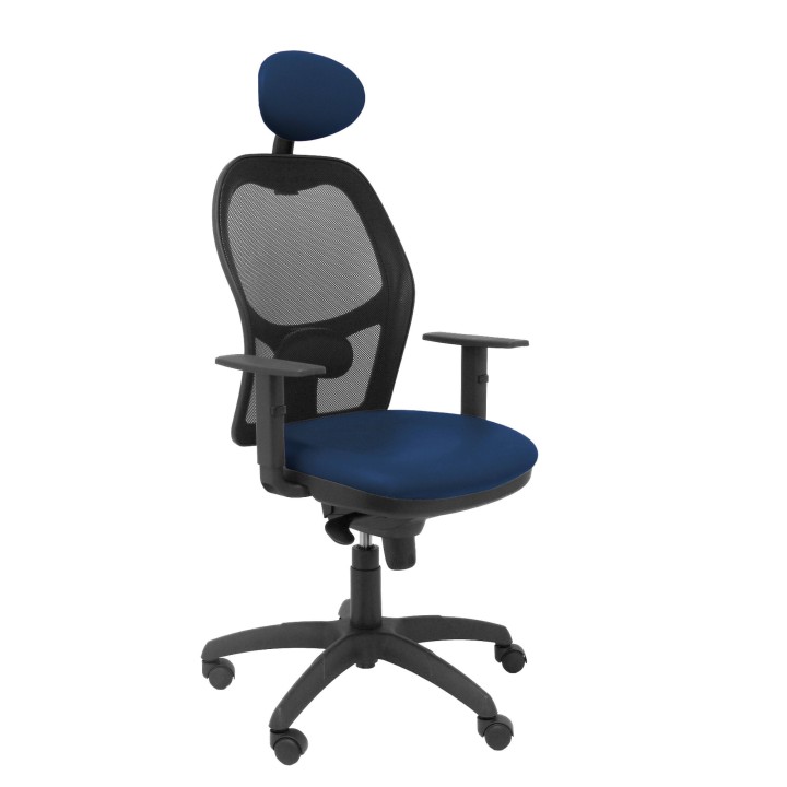 SILLA JORQUERA MALLA NEGRO CABECERO FIJO ASIENTO SIMILPIEL AZUL MARINO 15SNSPAZMC