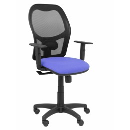 Piqueras y Crespo Silla Alocén malla negra asiento bali azul claro brazos regulables