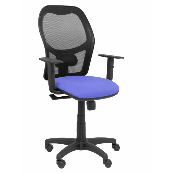 Piqueras y Crespo Silla Alocén malla negra asiento bali azul claro brazos regulables