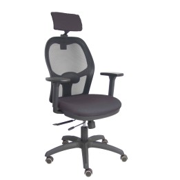 Piqueras y Crespo Silla Jorquera traslack malla negra asiento bali gris oscuro brazos 3D cabecero regulable