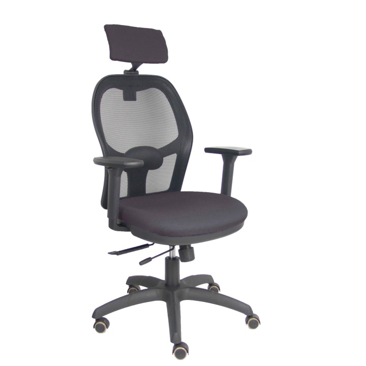 Piqueras y Crespo Silla Jorquera traslack malla negra asiento bali gris oscuro brazos 3D cabecero regulable