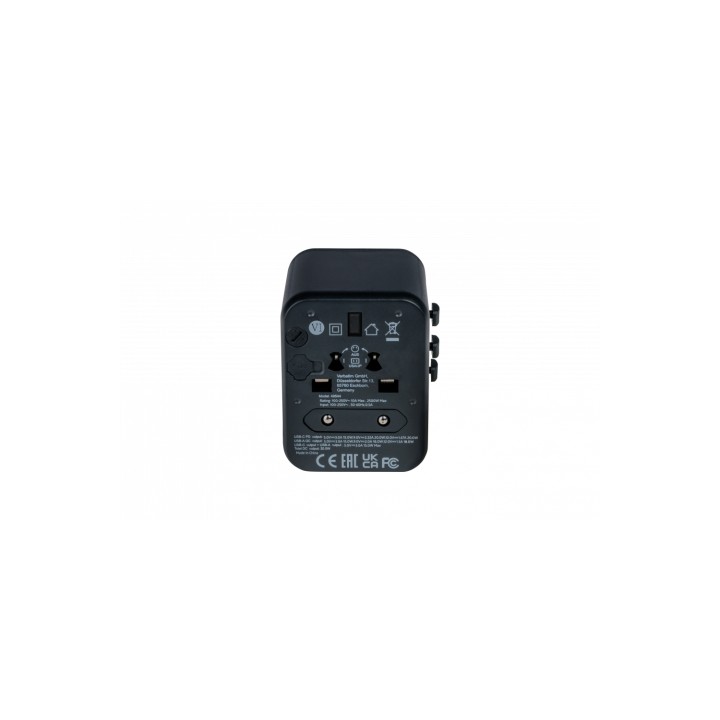 Verbatim 49544 adaptador de enchufe eléctrico Universal Negro