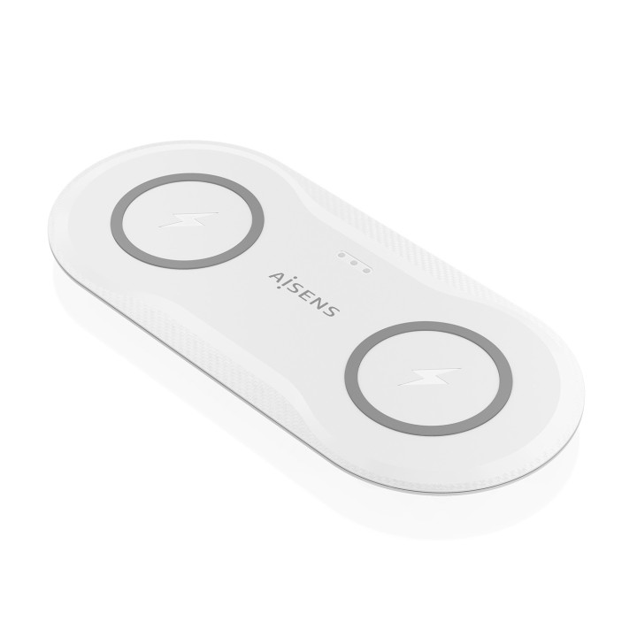 AISENS Cargador Inalambrico USB-C 15W 2 en 1 Para Movil Auriculares, Blanco