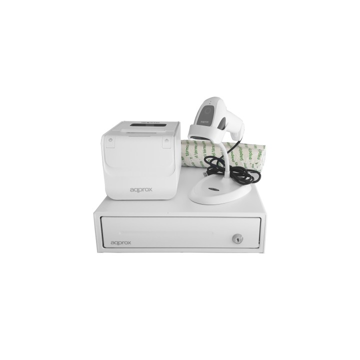 Approx Pos Pack para TPV appPOSPACK3380WH Impresora + Cajón + Lector + Papel