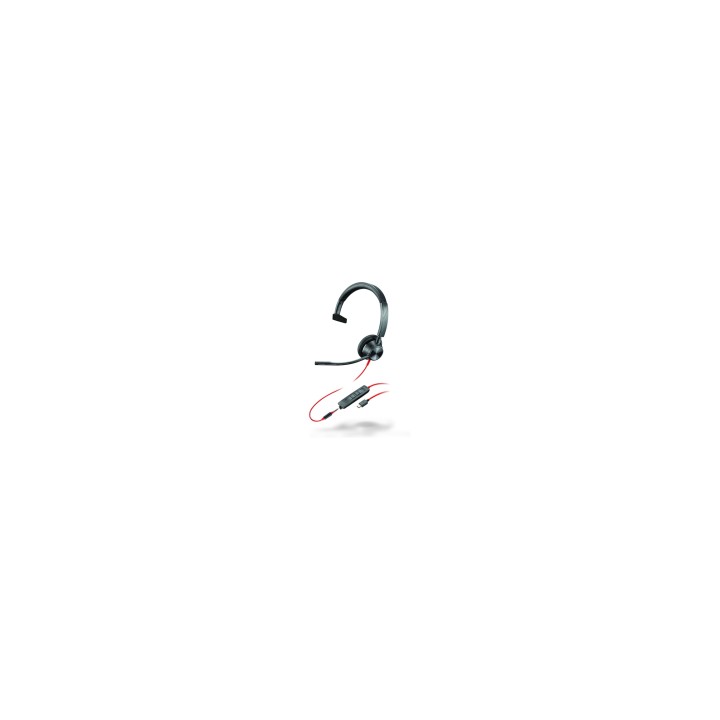 HP Poly Blackwire 3315 Monaural Microsoft Teams Certified USB-C Headset +3.5mm Plug +USB-C/A Adapter