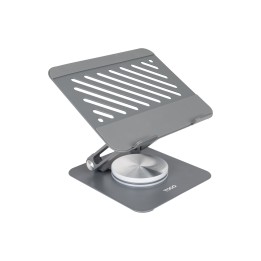 TooQ Soporte Elevador con rotación 360° y ajustable, para dispositivos de hasta 13”, Color Gris Oscuro
