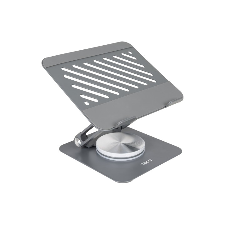 TooQ Soporte Elevador con rotación 360° y ajustable, para dispositivos de hasta 13”, Color Gris Oscuro