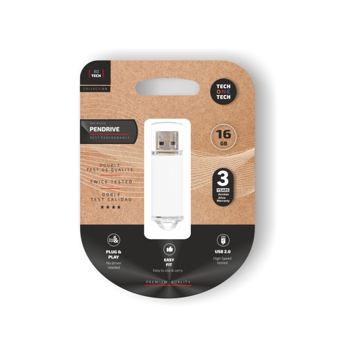 TECH ONE TECH TEC3005-16 unidad flash USB 16 GB USB tipo A 2.0 Blanco