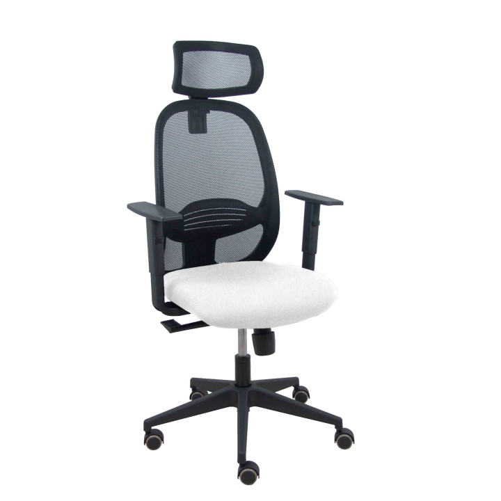 Piqueras y Crespo Silla Cilanco negra malla negra asiento bali blanco brazo regulable cabecero regulable