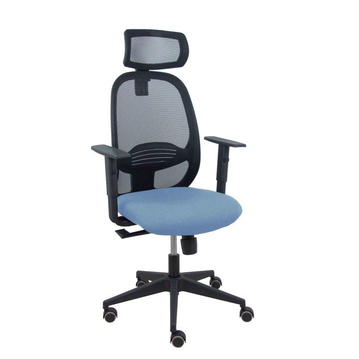 Piqueras y Crespo Silla Cilanco negra malla negra asiento bali azul cielo brazo regulable cabecero regulable
