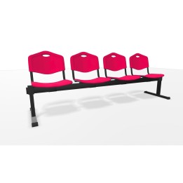 Piqueras y Crespo Bancada Iso plastic 4 plazas PVC color rojo
