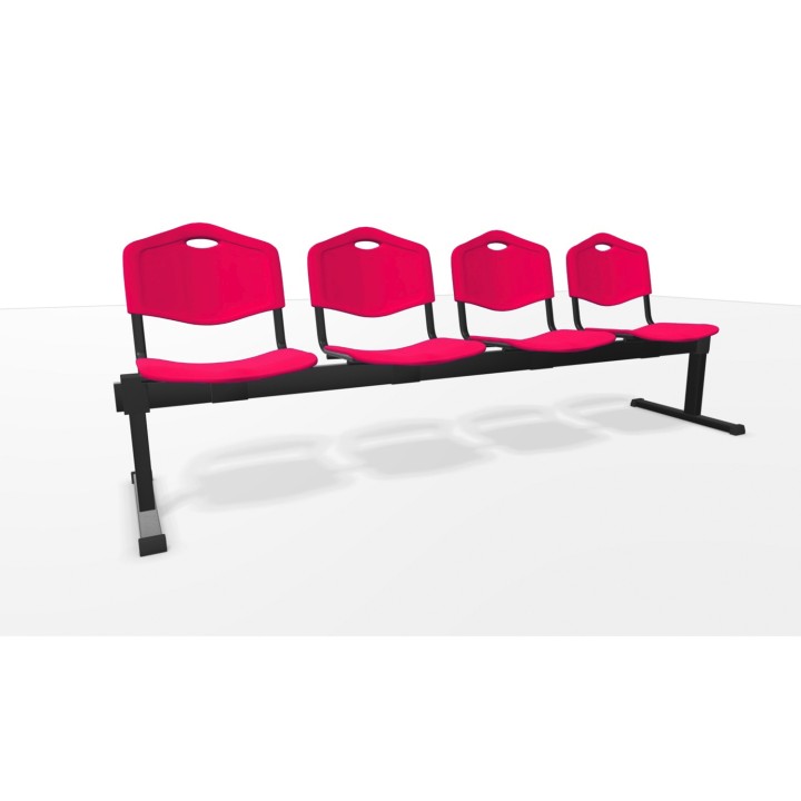 Piqueras y Crespo Bancada Iso plastic 4 plazas PVC color rojo