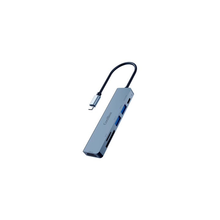 CoolBox MINIDOCK C61 ALUMINIO USB-C A HDMI 4K/2xUSB-A/USB-C PD/SD/MICROSD PC/MAC/CONSOLAS