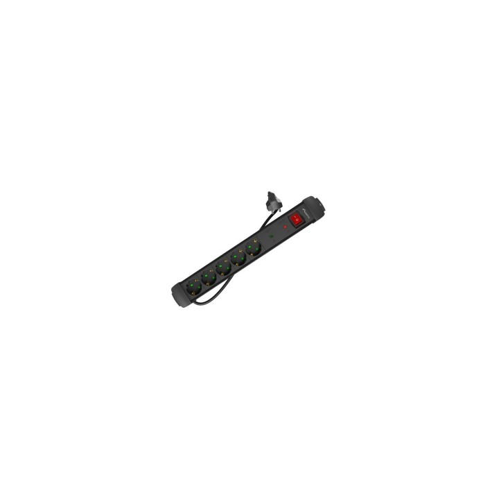 Lanberg SP1-05F-0500-BK base múltiple 5 m 5 salidas AC Interior Negro