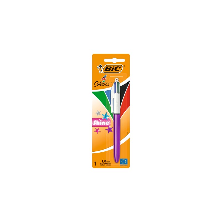 BIC Shine Negro, Azul, Verde, Rojo Bolígrafo multifunción Medio 1 pieza(s)