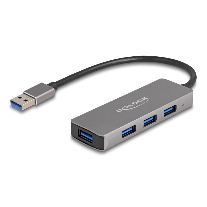 DeLOCK Concentrador USB 5 Gbps de 4 puertos con conector USB Tipo-A - Puertos USB Tipo-A en el lateral