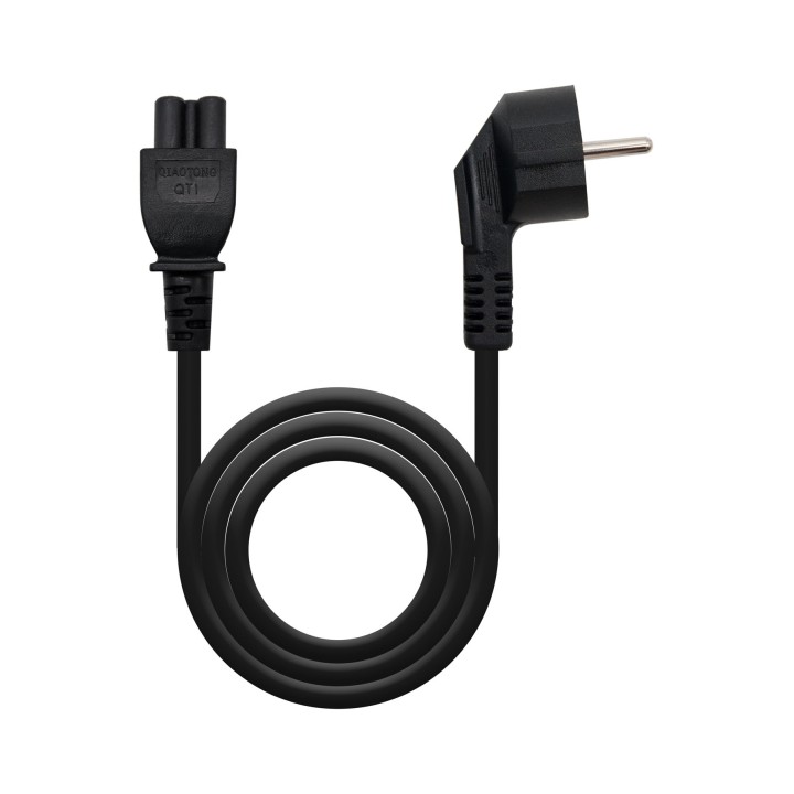 Nanocable Cable de Alimentación Trébol, CEE7 acodado/M-C5/H, Negro, 3 m
