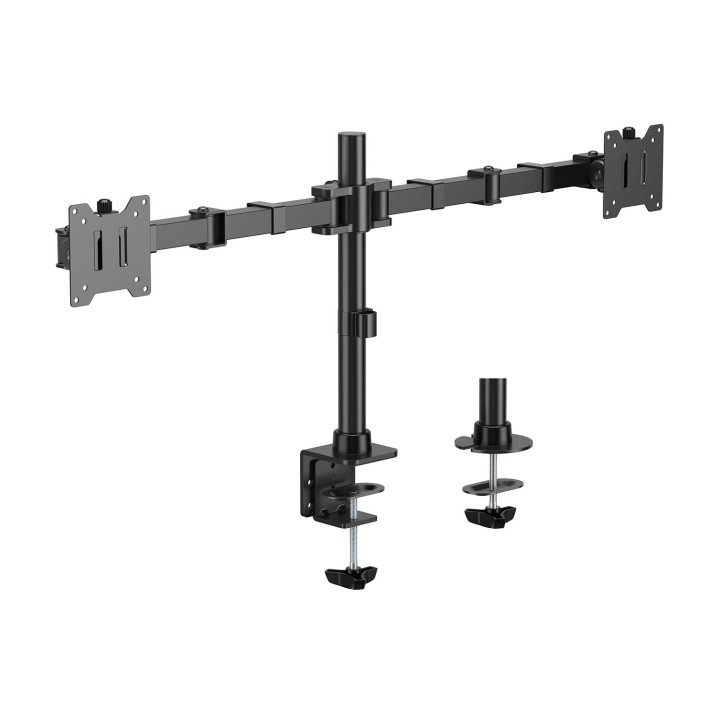AISENS Soporte de Mesa Eco Giratorio e Inclinable para Monitor/TV 20kg (3 Pivotes, 2 Brazos) de 17"-35", Negro