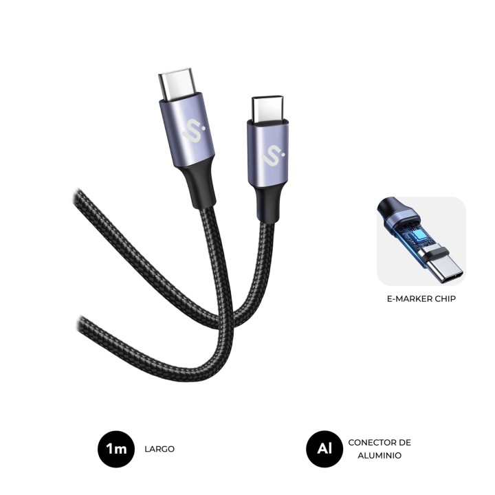 SUBBLIM CABLE PLUS 100W C-C 1m BLACK