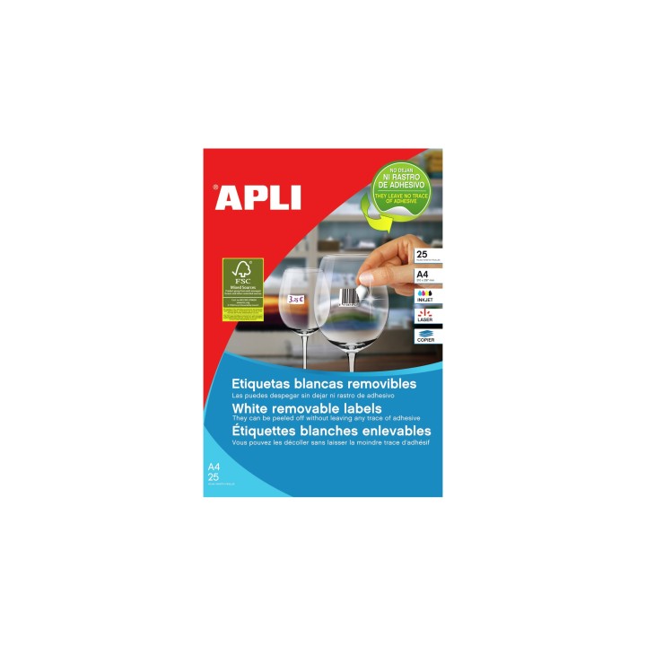APLI 10197 etiqueta de impresora Blanco Etiqueta para impresora autoadhesiva