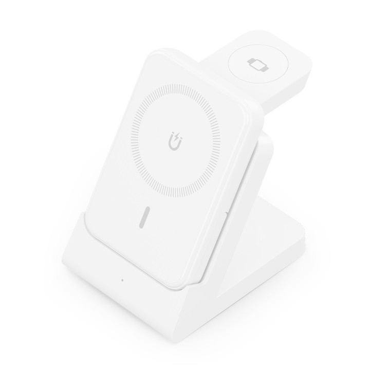 AISENS Cargador Inalambrico USB-C 4 en 1 De 15W Para Movil, Apple Watch, Auriculares Con Estuche De Carga, Blanco