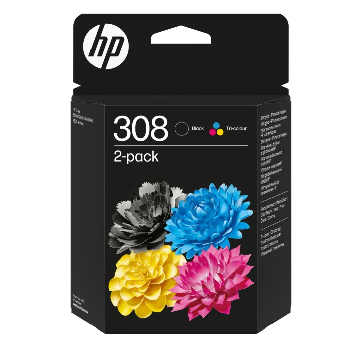 HP Paquete de 2 Cartuchos de Tinta Original 308 negra/tricolor