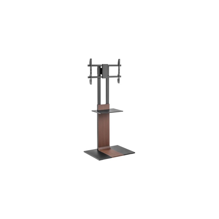 AISENS Soporte de Suelo con Bandeja DVD para Monitor/TV 50kg de 37-86, Negro-Marrón
