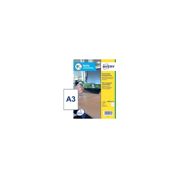 Avery AM001A3 etiqueta autoadhesiva Rectángulo Desmontable Transparente 10 pieza(s)