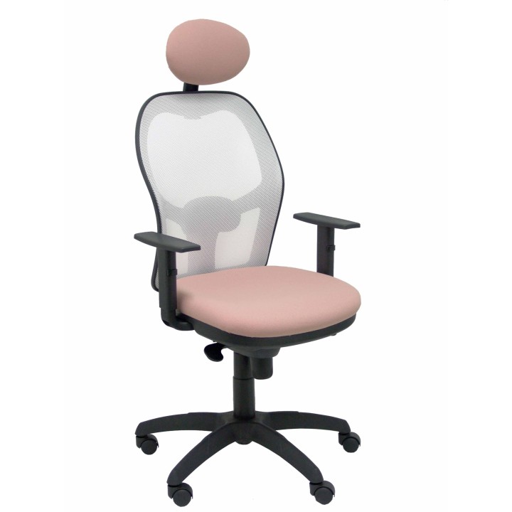 SILLA JORQUERA MALLA BLANCA CABECERO FIJO ASIENTO BALI ROSA PÍLIDO 15SBBALI710C