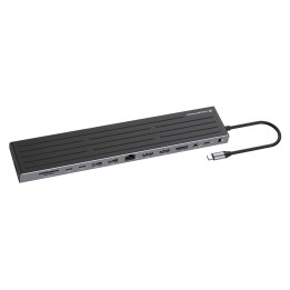 Conceptronic DONN32B base para portátil y replicador de puertos Alámbrico USB 3.2 Gen 1 (3.1 Gen 1) Type-C Gris, Plata