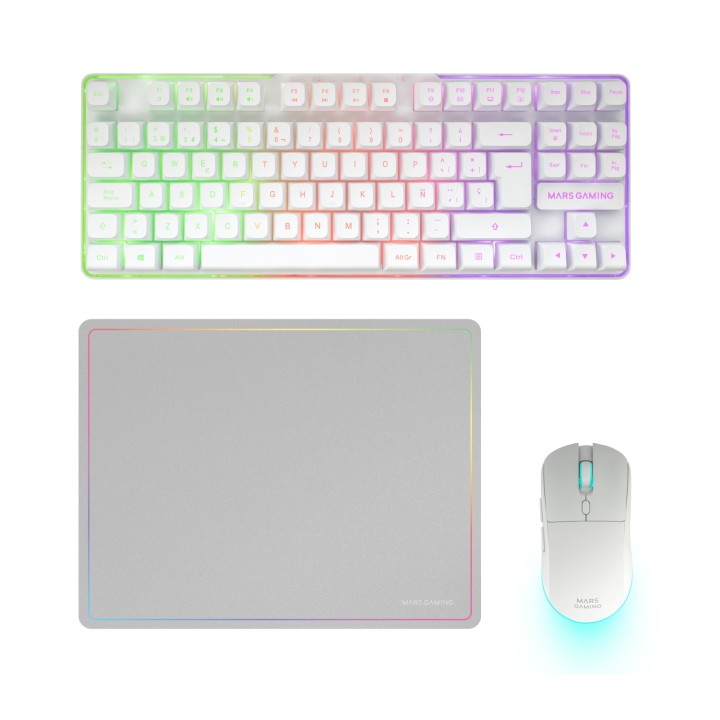 Mars Gaming MCPWTKLWES teclado Ratón incluido Juego RF inalámbrica + USB QWERTY Español Blanco