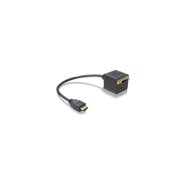 DeLOCK Adapter HDMI male to HDMI + DVI25 female 0,2 m HDMI tipo A (Estándar) HDMI + DVI Negro