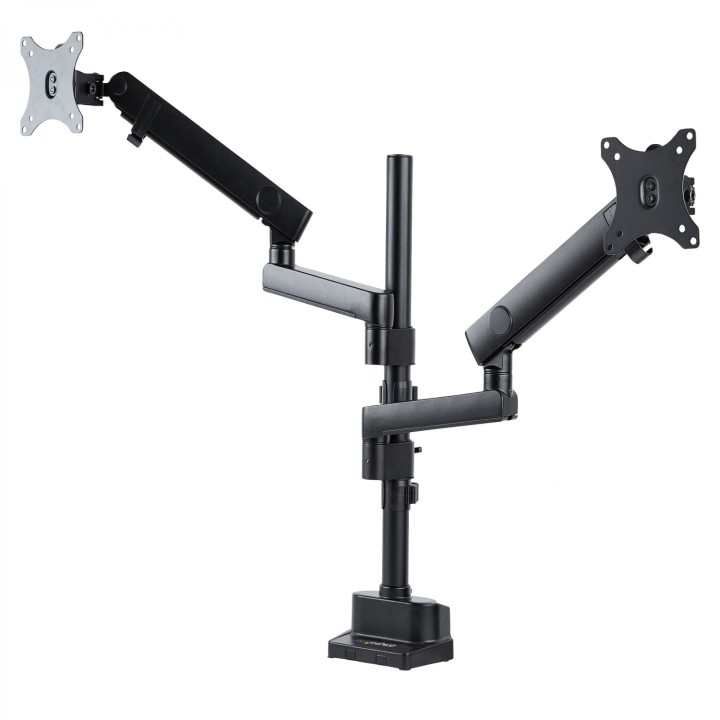 StarTech.com Brazo de Soporte para Dos Monitores - Base Soporte de Movimiento Articulado y Altura Ajustable para 2 Monitores