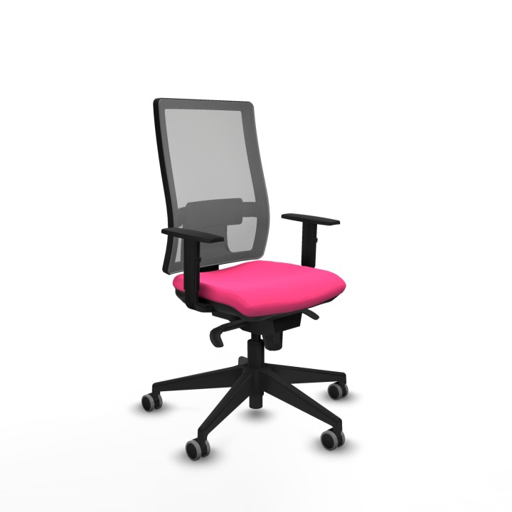 Piqueras y Crespo Horna sincro malla gris similpiel rosa brazos 1D base piramidal  ruedas 65mm engomadas