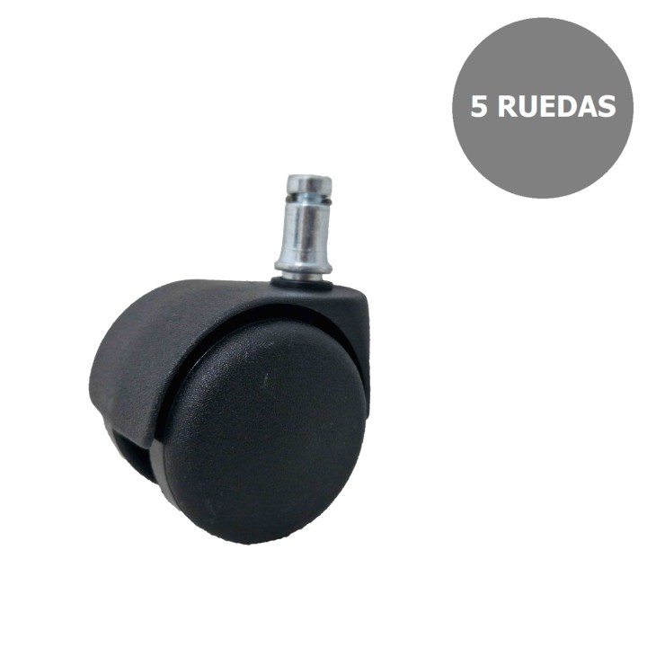 Piqueras y Crespo Kit de 5 ruedas de nailon autofrenantes de 50 mm perno 11 mm