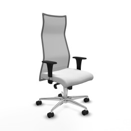 Piqueras y Crespo Albacete malla sincro malla gris bali blanco brazos 1D base aluminio ruedas 65 mm nailon