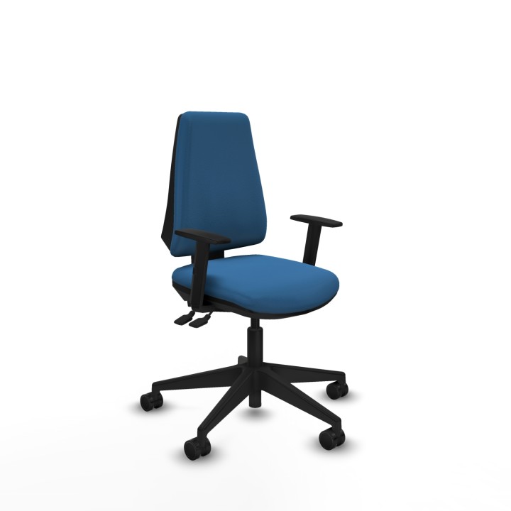 Piqueras y Crespo Elche AS similpiel azul claro brazos 1D base piramidal ruedas nailon 65mm