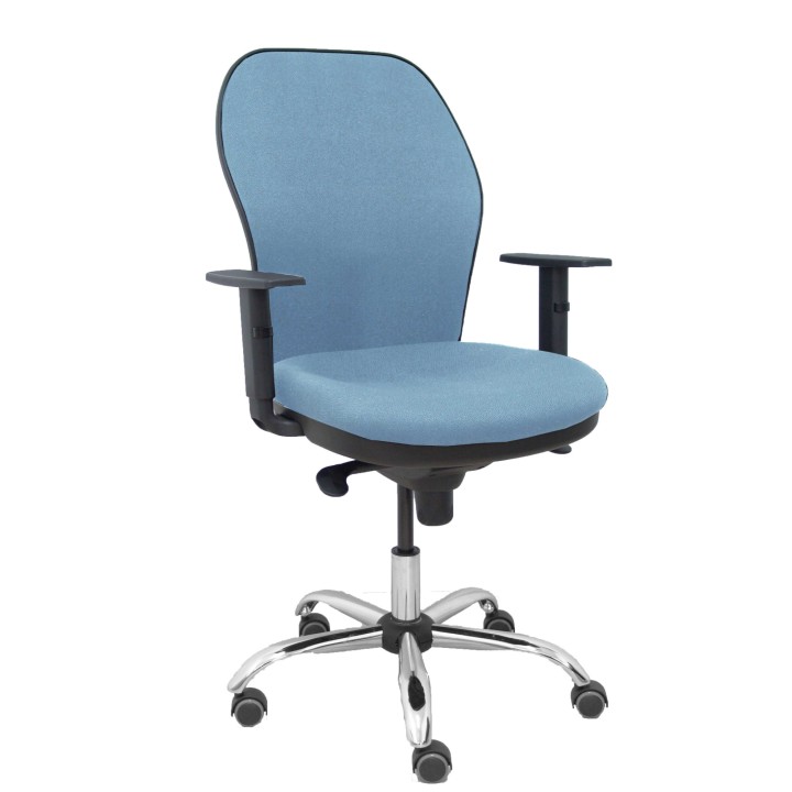 Piqueras y Crespo Silla Jorquera respaldo bali azul cielo asiento bali azul cielo base cromada y ruedas parqu
