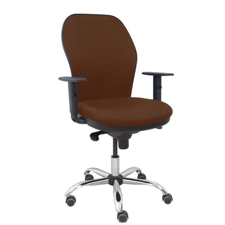 Piqueras y Crespo Silla Jorquera respaldo bali marr?n oscuro asiento bali marr?n oscuro base cromada y ruedas parqu